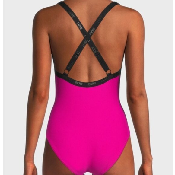 DKNY Fuchsia One Piece Bathing Suit size S - Picture 2 of 6